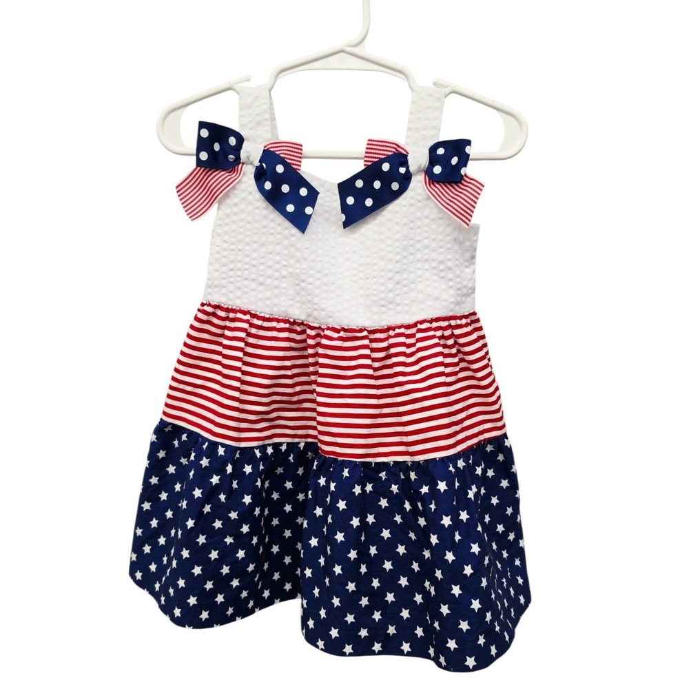 Bonnie Baby Girls 12M Patriotic Dress & Bloomer July 4th Stars Stripes